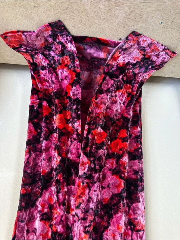 NWT Steve Madden Crushed Velvet Floral Strapless Midi Dress - Image 8