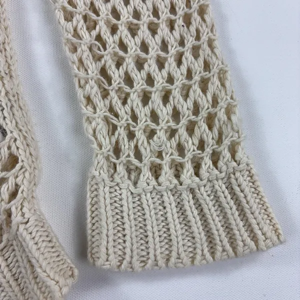 American Eagle Womens M Cream Open Knit Crochet Sweater Ramie Fish Net Boho - Image 3
