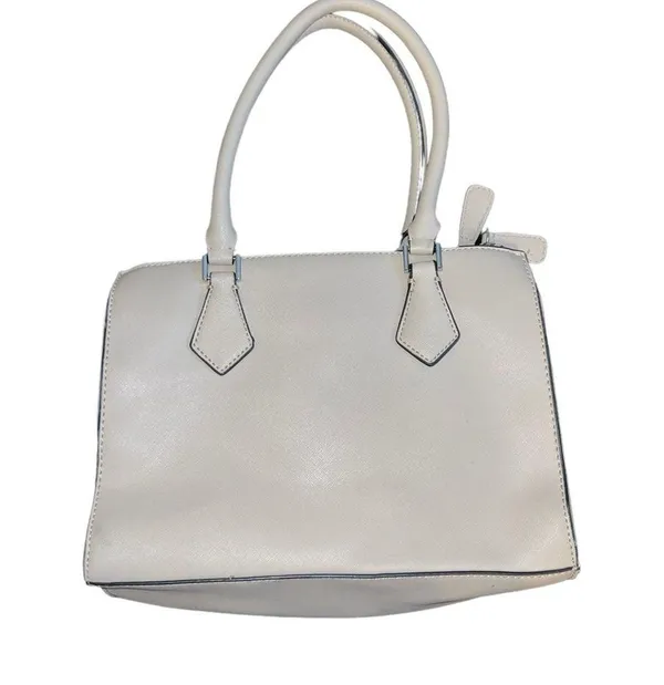 G by Guess Los Angeles White Faux Leather Purse Crossbody Tote - Image 6