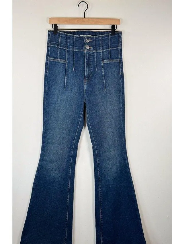 We The Free People Womens Jeans Blue Jayde Flare Denim High Rise Stretch Size 29 - Image 5