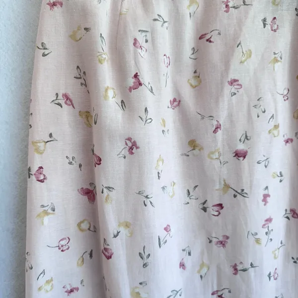 Coldwater Creek Linen Blend Floral Midi Skirt Pink White Cottagecore vintage M - Image 6