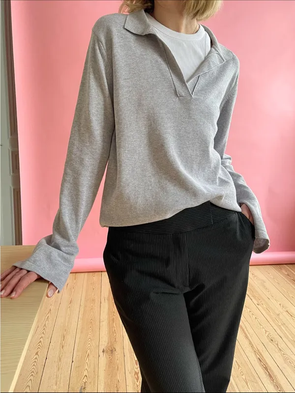 Djerf Avenue Getaway Top Grey Melange 100% organic cotton NWOT Size XS sweater - Image 2