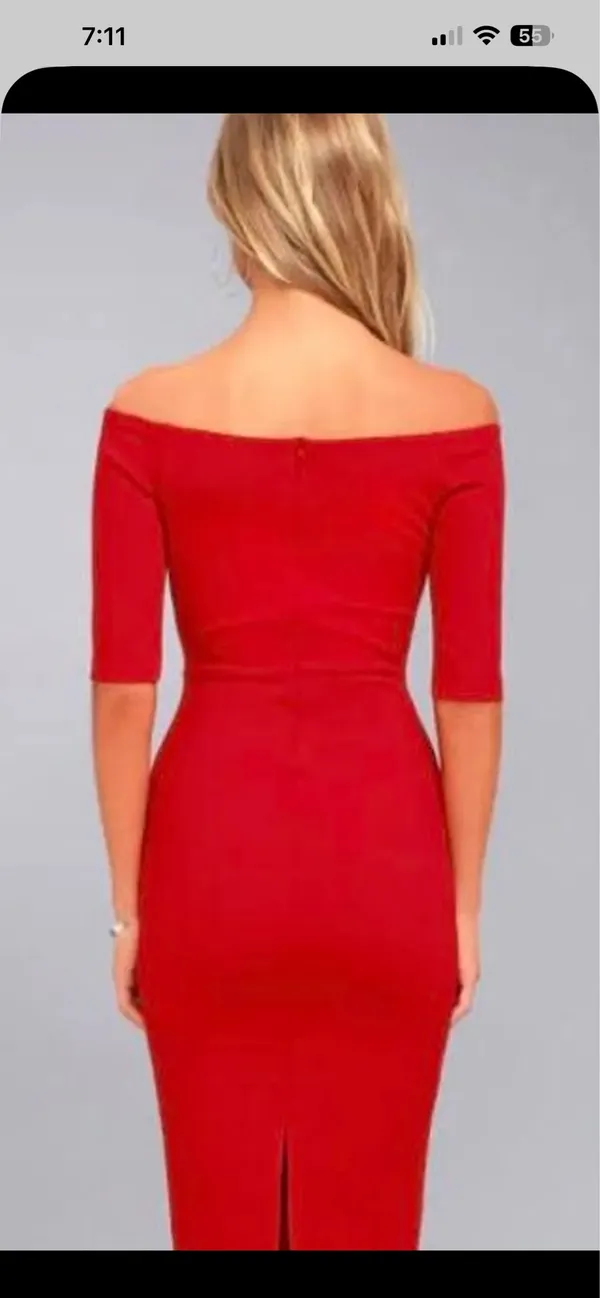 Lulus Red Dress Midi Bodycon - Image 2