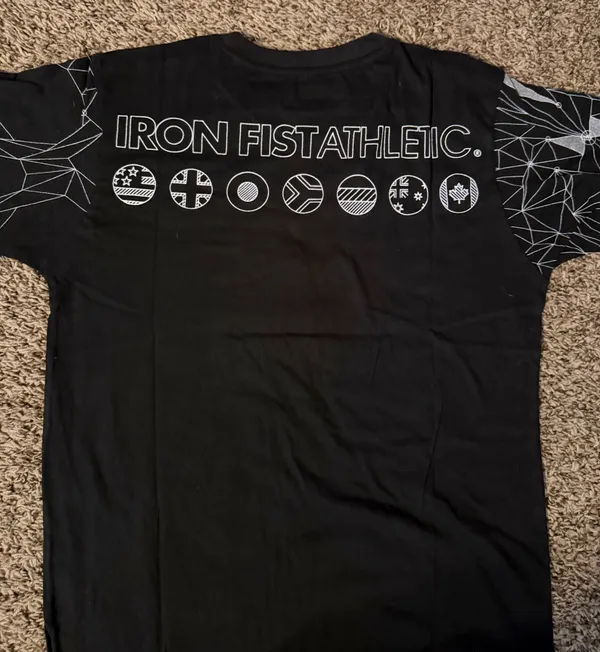 Iron Fist Black short‑sleeve tee featuring a large geometric skull graphic in silver. Modern, edgy design. Great for alternative and streetwear looks. - Image 4