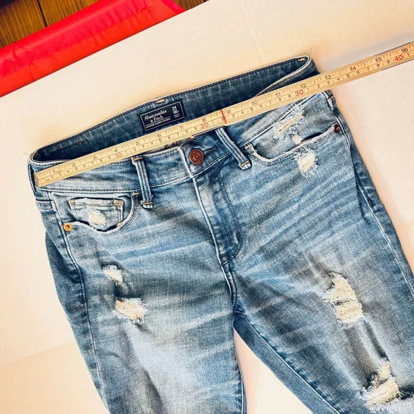 Abercrombie & Fitch Karper super skinny distressed faded blue jeans sz 00 - Image 10