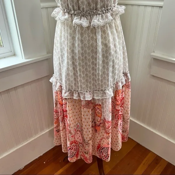 MISA Los Angeles Tiered Ruffle Mixed Print Midi Dress Large - Image 11