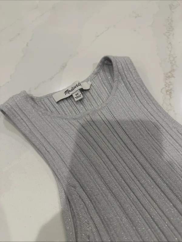 Madewell shimmery silver sweater tank size XS‎ - Image 3