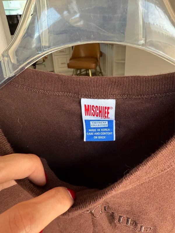 MISCHF Brown Short Sleeve Top Size XS - Image 2