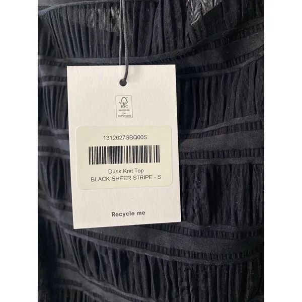 New Reformation Dusk Sheer Stripe Knit Top Black Size Small - Image 4