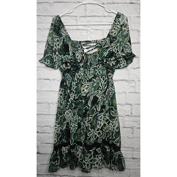 NWT Band Of The Free Maisie floral boho mini dress green medium. - Image 8