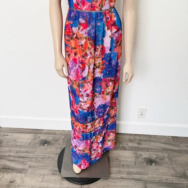 [City Chic] Blue Purple Abstract Floral Print Stained Glass Maxi Dress Sz 20 / L - Image 6
