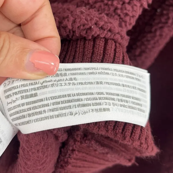 Abercrombie & Fitch Sherpa Womens Top Sz M Cozy Preppy Burgundy Athleisure Soft - Image 11
