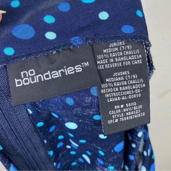 Vintage y2k No Boundaries Navy Polka Dot Sleeveless Mod Dress - Image 5