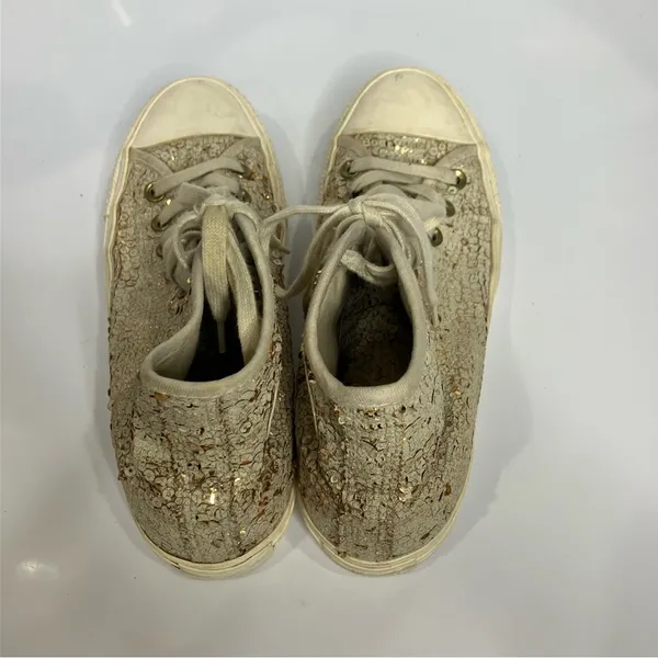 Converse all star Hi Parchment Hightop Sneakers cream sequin women’s size 9‎ - Image 7