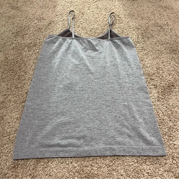 Gray And Brown Energie Spaghetti Strap Tank Top. Has adjustable straps. - Image 2