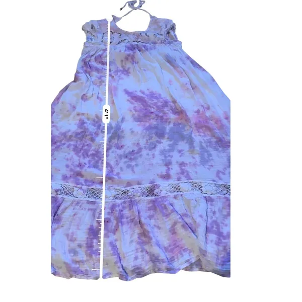 Free People Midi Dress Womens Small Purple Tie Dye Crochet Lace Open Back‎ Boho - Image 11