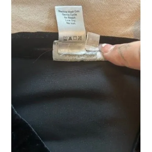 Coldwater Creek Black Stretch Velvet Button Down Mock Neck Top Small - Image 7