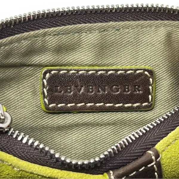 Levenger Wristlet Wallet Lime Green Suede with Brown Leather Trim and Buckle - Image 7
