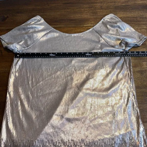 🤍 FREE PEOPLE Rose Gold Embellished Drenched Sequin Scoop Back Mini Dress‎ - Image 7