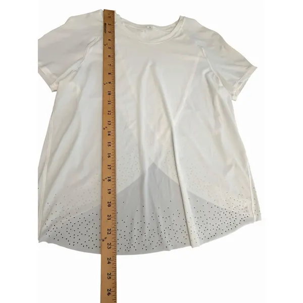 Lululemon Quick Pace Short Sleeve Shirt Women's 6 Crossover Lycra White #JJJ11-3 - Image 5