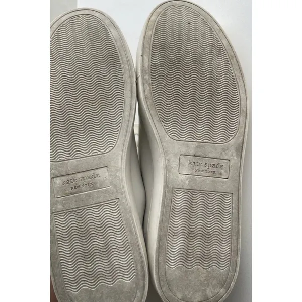 KATE SPADE Angelise White Gold Leather Lace Up Low Top Sneakers Size 8B - Image 7