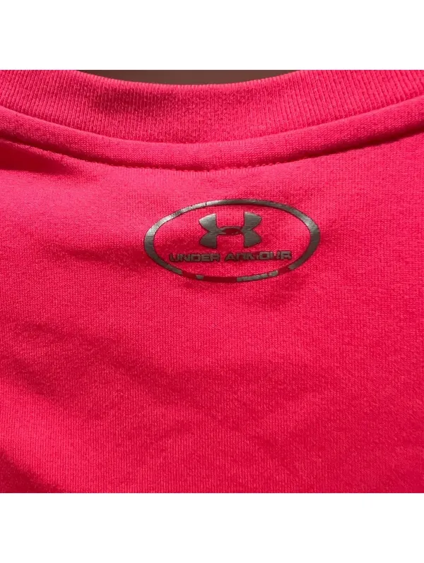 Hot Pink Women’s Under Armour V-Neck Dri-Fit Workout T-Shirt Size Small - Image 4