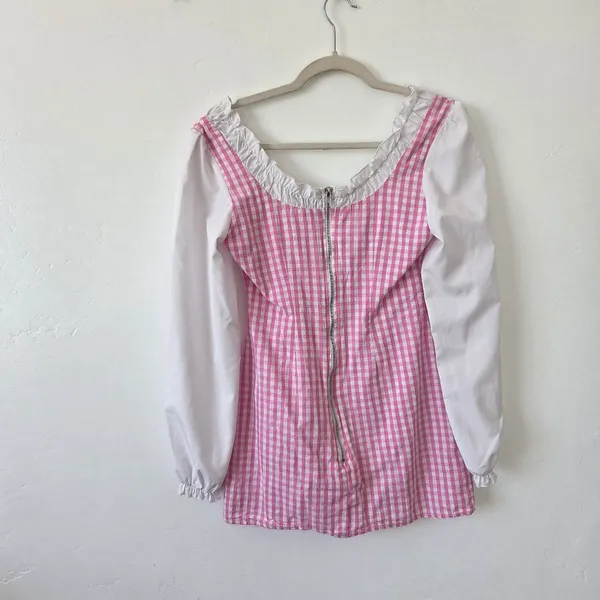 Dolls Kill Baby Pique Your Interest Mini Dress Pink Gingham Lolita Coquette S - Image 7