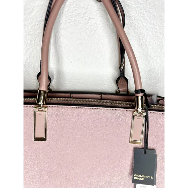 Gramercy & Grand Satchel Bag Womens Medium Pink Faux Leather Vegan Zip Purse - Image 2