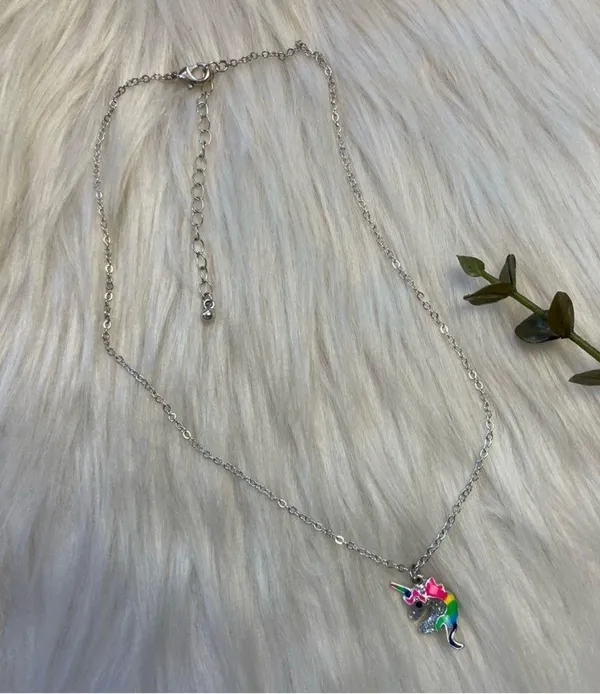 Unicorn silver tone necklace - Image 4