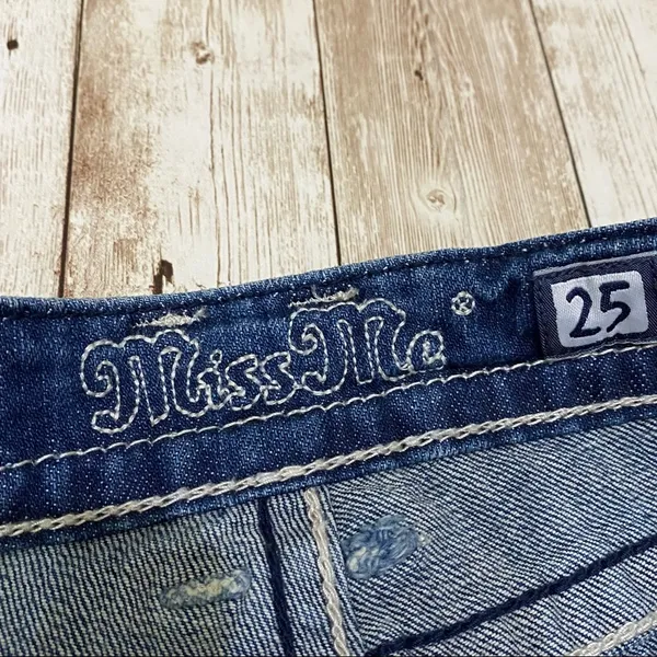 Miss Me JP5091BM Bermuda Peace Out Studded Low Rise Denim Jean Shorts 25 - Image 8