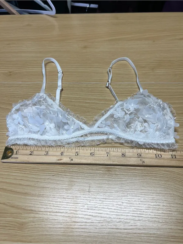 Free People Save the Date Ivory Floral Lace Bralette Bra XS - Image 10