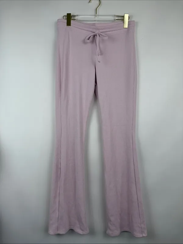 Gilly Hicks Mid Rise Flare Cozy Pink Waffle Lounge Pants Size Medium - Image 3