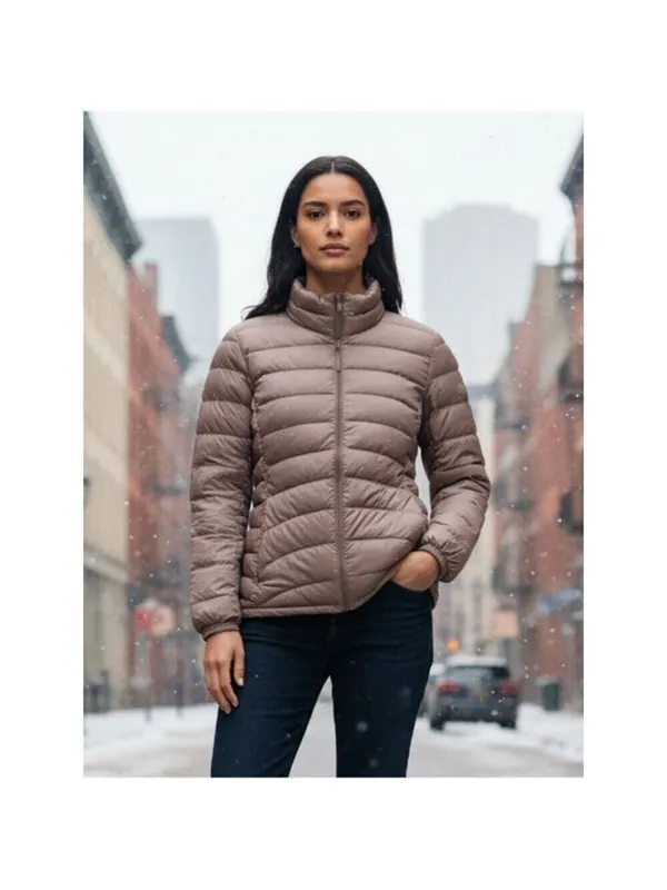Uniqlo Ultra Light Down Packable Puffer Jacket Greige Champagne L Quiet Luxury - Image 15