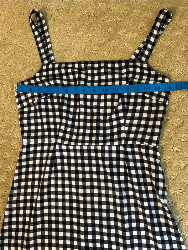 bp Black and White Gingham Square-Neck Mini Dress, Small - Image 5