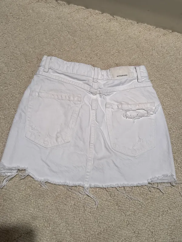 Stradivarius White Jean Skirt - Image 4