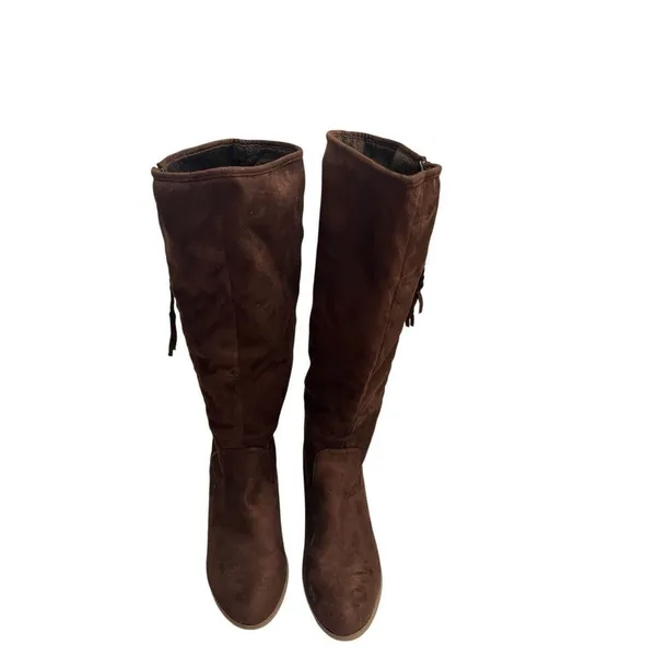 JG Womens Brown Zippered Braided Tassel Boots Size 8.5 Lined SEE DESCRIPTION - Image 2