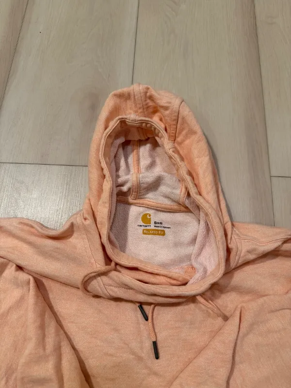 Carhartt Newberry Relaxed Fit Peach Pullover Hoodie Sweatshirt Womens Size Small - Image 4