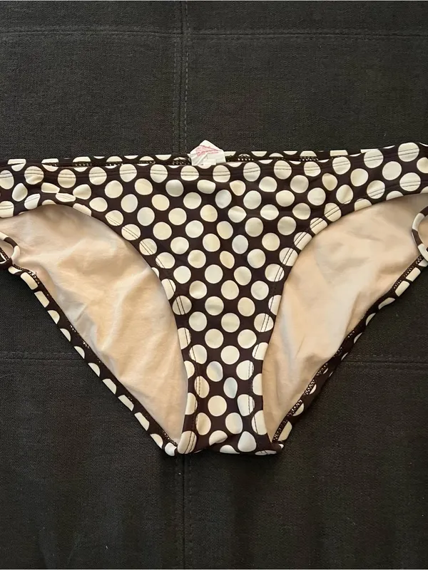 Xhilaration Y2K Brown & White Polka Dot Bikini Size Large Bottom Extra Large Top - Image 3