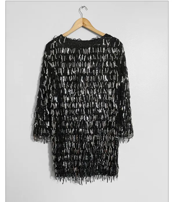 Zara Sequin Fringe Disco Party Mini Dress - Image 4