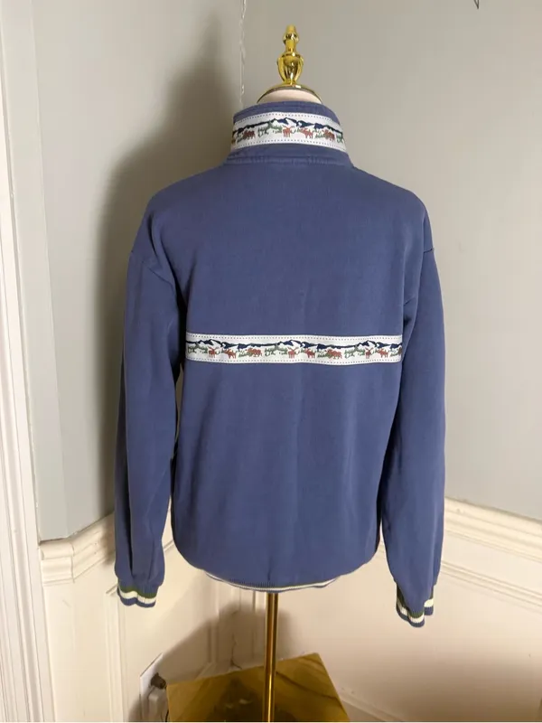 Parks Project Blue Quarter Zip Pullover Wildlife Embroidered Sweatshirt S - Image 2