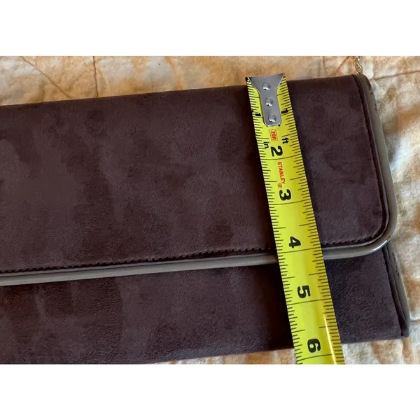 Lulus Purse Brown Clutch Crossbody Brown Foldover Removable Chain Strap NWT - Image 9
