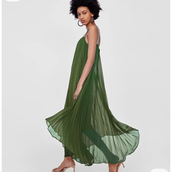 Zara Green High Low Sundress for Wedding Guest - Image 6