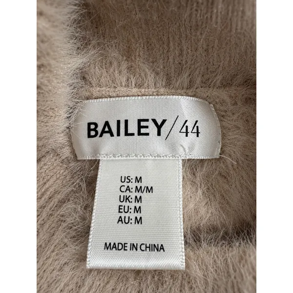 NWOT Bailey 44 Fuzzy Eyelash Knit Mock Neck Sweater Vest Beige Medium Soft Cozy - Image 4