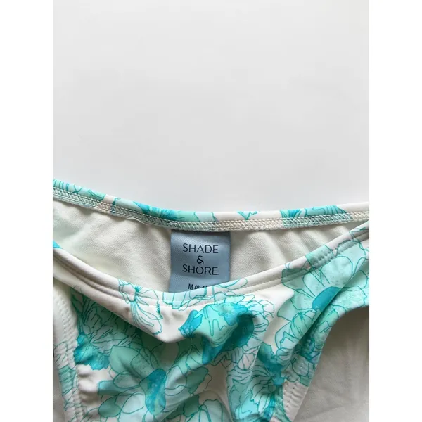 Shade &‎ Shore Turquoise Green One Shoulder Floral Bikini Set NWT Medium 8-10 - Image 3