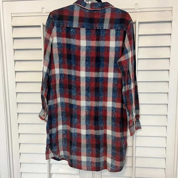 Vintage‎ Havana Red And Blue Plaid Dress Size Medium - Image 2