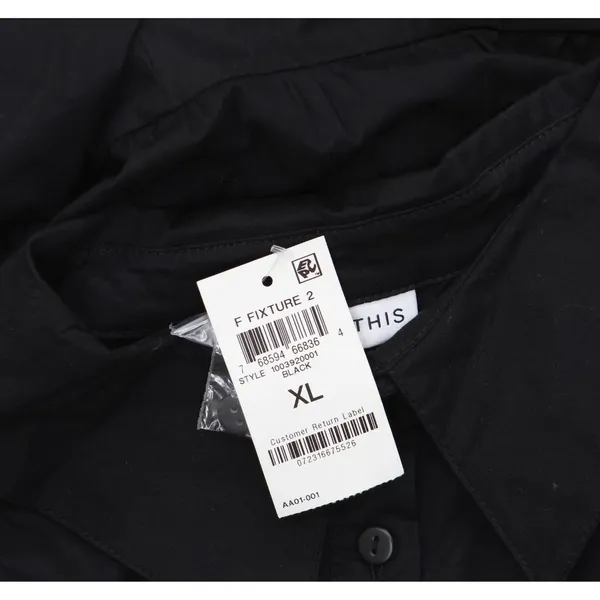 And Now This Womens Side Ties Button Up Shirt Poplin Ruched Dress Black XL - Image 4