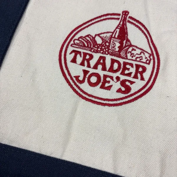 Trader Joe's Canvas Tote Bag Cream Navy Logo Reusable Grocery Shopping Large - Image 2