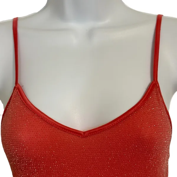 EXPRESS Dusty Pink Metallic‎ Shimmer V-Neck Adjustable Strap Camisole Top EUC XS - Image 3