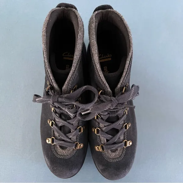 Clarks Faralyn Alpha Navy Blue Suede Lace Up‎ Hiking Ankle Boots - Image 5