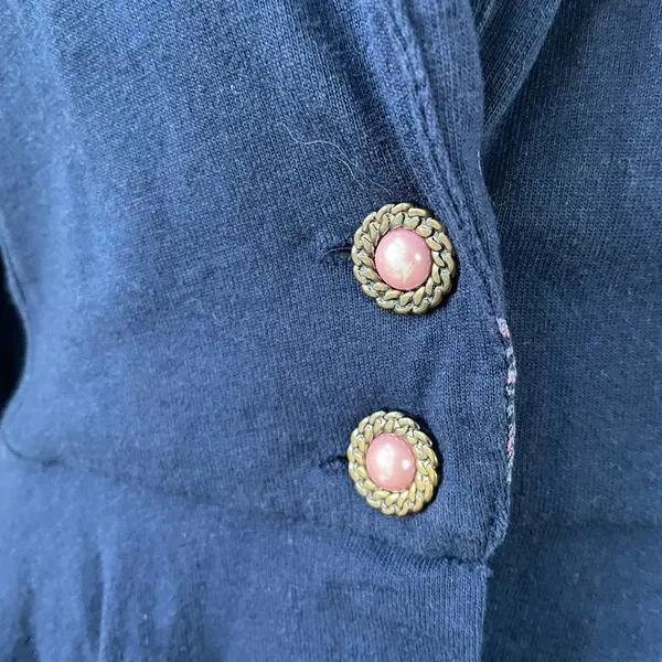 Vintage 80s IN2 Peplum Cardigan Jacket Dark Blue M - Image 6